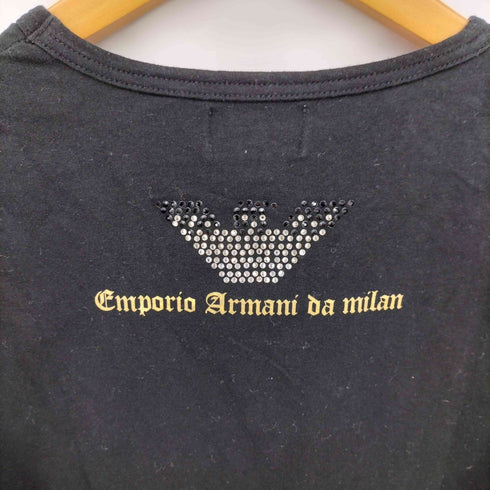 エンポリオアルマーニ EMPORIO ARMANI ロゴワッペン ラインストーン Vネック S/S Tシャツ メンズ import:L
