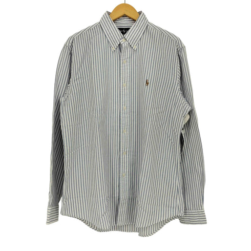ラルフローレン RALPH LAUREN CUSTOM FIT ストライプ ポニー刺繍 ボタンダウンシャツ メンズ import:L