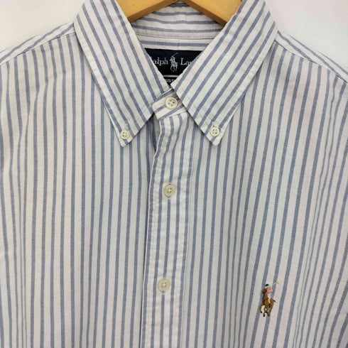 ラルフローレン RALPH LAUREN CUSTOM FIT ストライプ ポニー刺繍 ボタンダウンシャツ メンズ import:L