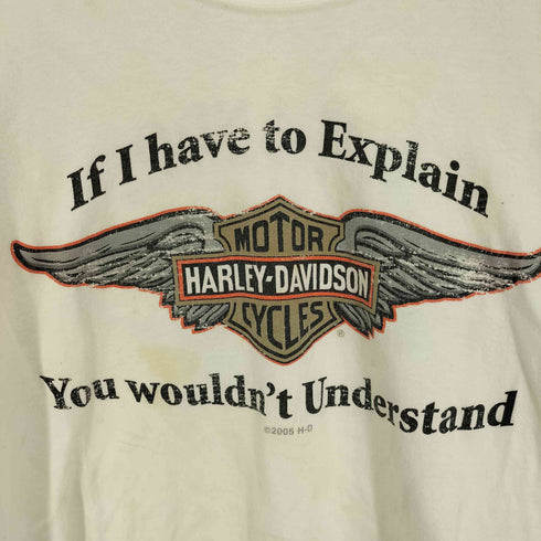 ハーレーダビッドソン HARLEY-DAVIDSON If I have to Explain ロゴ プリント Tシャツ コピーライト 2005年 メンズ