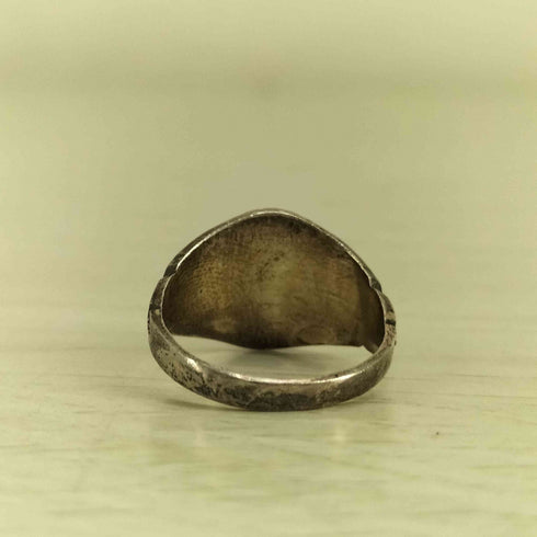 SILVER 刻印 ナンバリング カレッジリング オニキス メンズ 9号