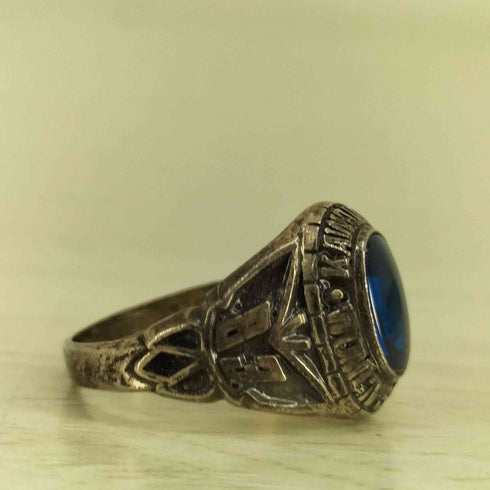 SILVER 刻印 ナンバリング カレッジリング オニキス メンズ 9号