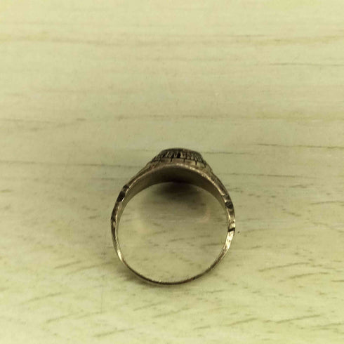 SILVER 刻印 ナンバリング カレッジリング オニキス メンズ 9号