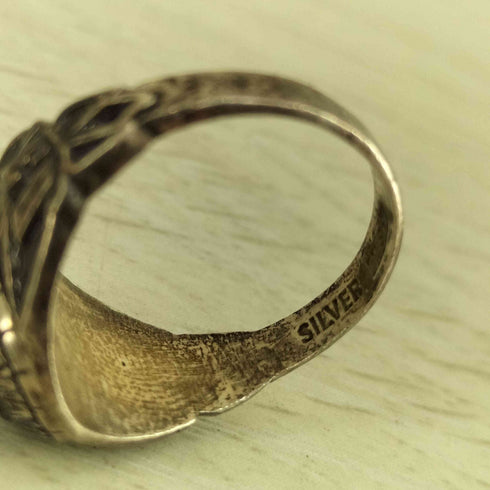 SILVER 刻印 ナンバリング カレッジリング オニキス メンズ 9号