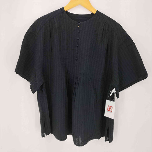 ビューティーアンドユースユナイテッドアローズ BEAUTY & YOUTH UNITED ARROWS コットンサッカー フロントボタン 5分袖 ブラウス -ウォッシャブル- レディース