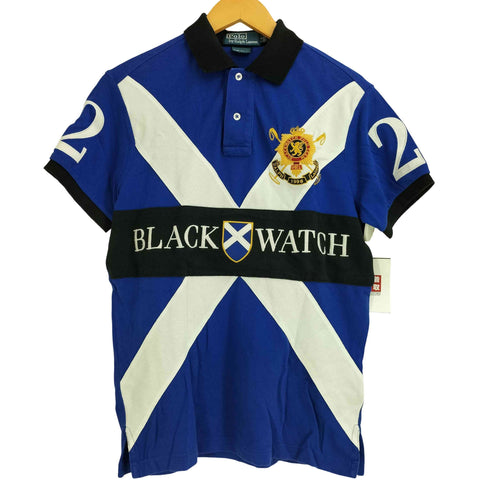 ポロラルフローレン POLO RALPH LAUREN CUSTOM FIT 90-2000s エンブレム BLACK WATCH 刺繍 ナンバリング2 半袖 ゲームシャツ メンズ import:S