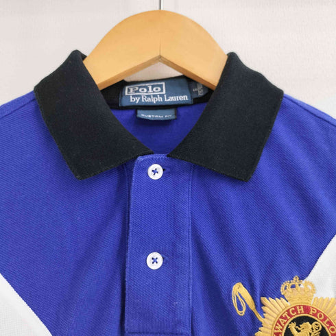 ポロラルフローレン POLO RALPH LAUREN CUSTOM FIT 90-2000s エンブレム BLACK WATCH 刺繍 ナンバリング2 半袖 ゲームシャツ メンズ import:S