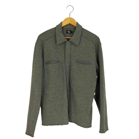 カルバンクライン CALVIN KLEIN ウール ポケット 比翼 ジップシャツ メンズ import:M