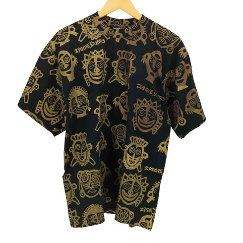 90S BALI ISLAND ZIGGIE STUDIO 総柄 アート プリント Tシャツ メンズ
