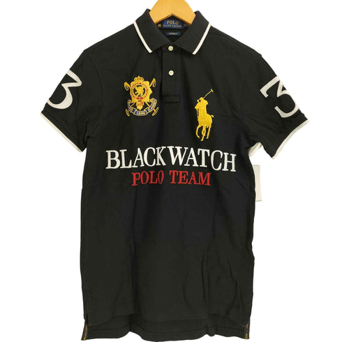 ポロラルフローレン POLO RALPH LAUREN CUSTOM FIT エンブレム ビックボニー 刺繍 BLACK WATCH ナンバリング3 半袖 ゲームシャツ メンズ import:S