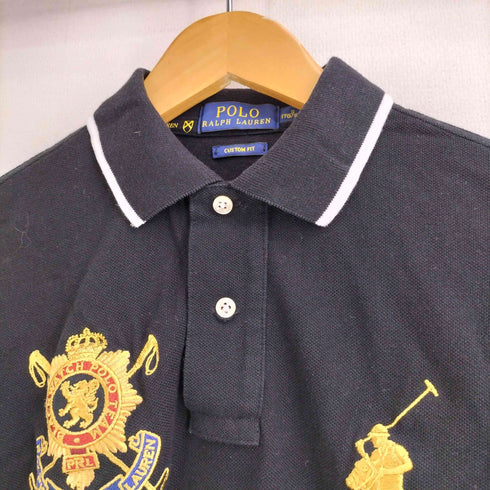 ポロラルフローレン POLO RALPH LAUREN CUSTOM FIT エンブレム ビックボニー 刺繍 BLACK WATCH ナンバリング3 半袖 ゲームシャツ メンズ import:S