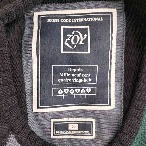ZOY DRESS CODE INTERNATIONAL ウール100 アーガイル柄 ニットベスト メンズ JPN:3