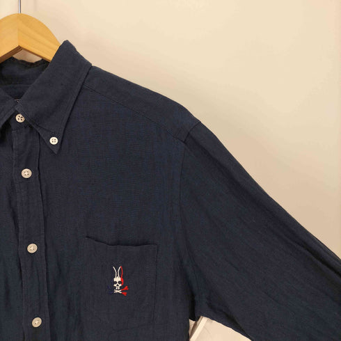 サイコバニー Psycho Bunny リネン ロゴ刺繍 L/S シャツ メンズ JPN:M