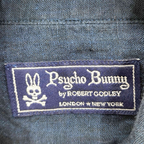 サイコバニー Psycho Bunny リネン ロゴ刺繍 L/S シャツ メンズ JPN:M