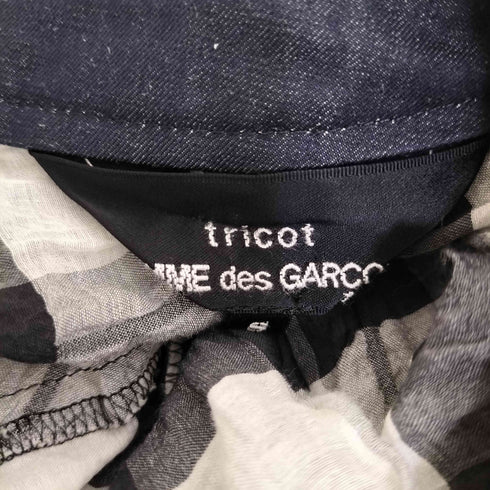 トリココムデギャルソン tricot COMME des GARCONS シワ加工 バンドカラー チェック シルクブレンド ワンピース レディース JPN:S