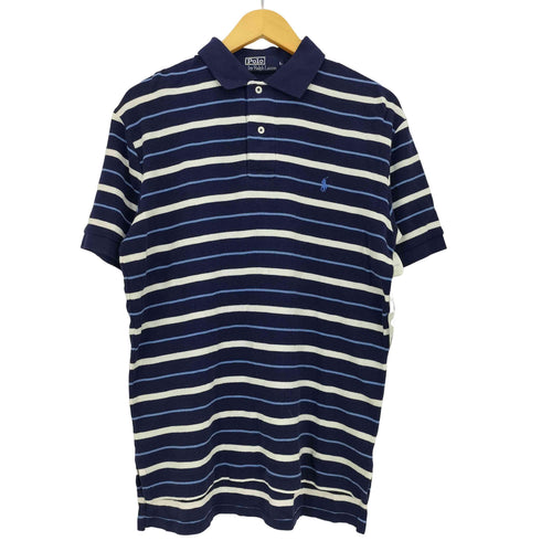ポロバイラルフローレン Polo by RALPH LAUREN ボーダー ポニー刺繍 ポロシャツ メンズ import:L