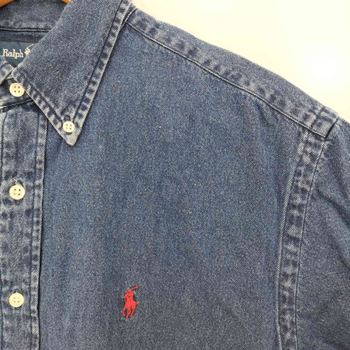 ラルフローレン RALPH LAUREN BLAKE ポニー刺繍 デニム ボタンダウン ショートスリーブシャツ メンズ import:M