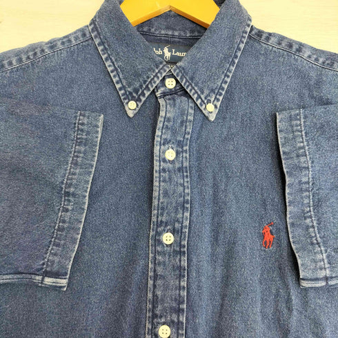 ラルフローレン RALPH LAUREN BLAKE ポニー刺繍 デニム ボタンダウン ショートスリーブシャツ メンズ import:M