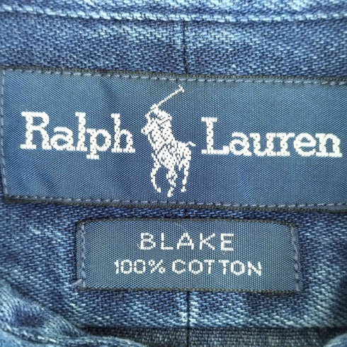 ラルフローレン RALPH LAUREN BLAKE ポニー刺繍 デニム ボタンダウン ショートスリーブシャツ メンズ import:M