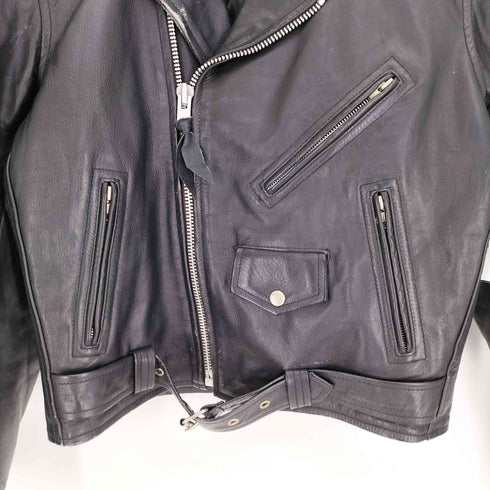 YKK ジップ 中綿 本革 レザー ダブル ライダース ジャケット メンズ