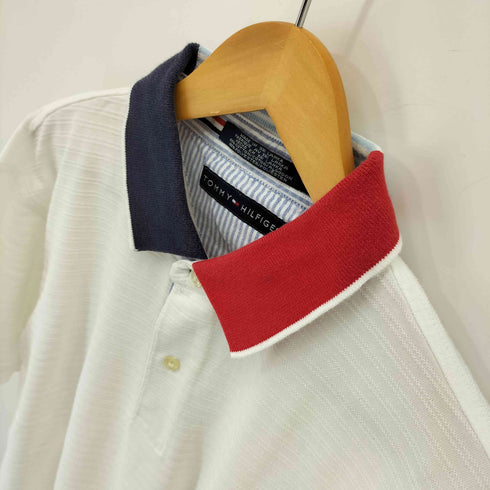 トミーヒルフィガー TOMMY HILFIGER 90S~00S ロゴ刺繍ボーダーS/Sポロシャツ メンズ JPN:L