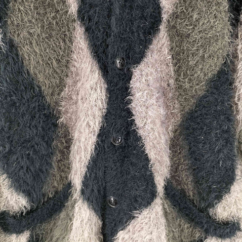 N NUMBER FEATHERY YARN ARGYLE JACQYARD KNIT CARDIGAN メンズ 4