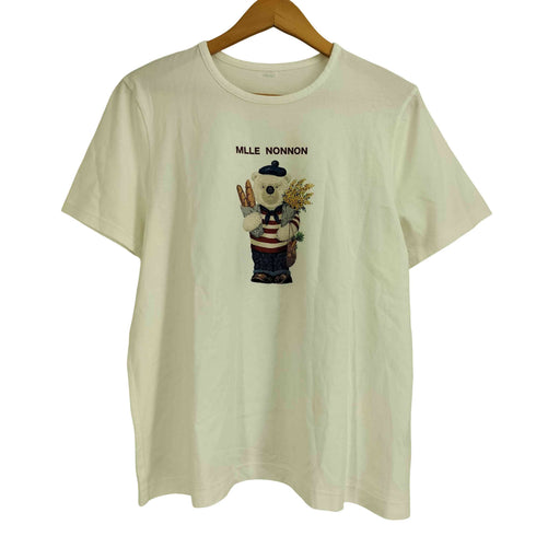 マドモアゼルノンノン mademoiselle NON NON ガス焼き天竺 マルシェベアプリントTシャツ レディース ONE SIZE