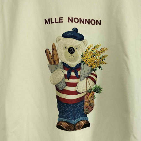 マドモアゼルノンノン mademoiselle NON NON ガス焼き天竺 マルシェベアプリントTシャツ レディース ONE SIZE