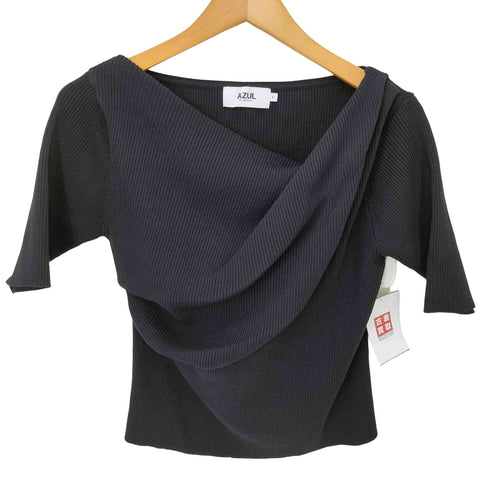 アズールバイマウジー AZUL by moussy 25SS ドレープデザイン5分袖リブニット レディース FREE