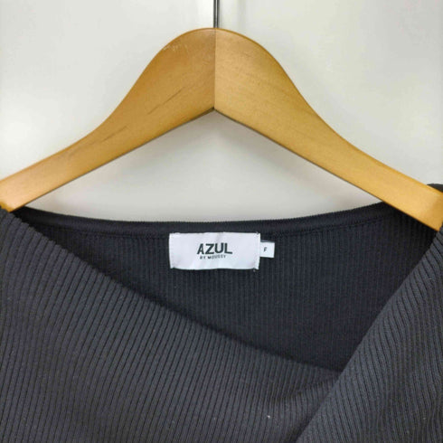 アズールバイマウジー AZUL by moussy 25SS ドレープデザイン5分袖リブニット レディース FREE