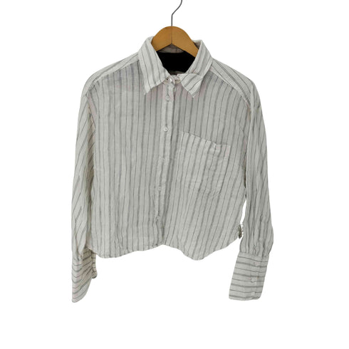 バナナリパブリック BANANA REPUBLIC ストライプ L/S リネンシャツ レディース JPN:M