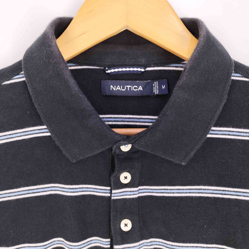 ノーティカ NAUTICA ロゴ刺繍 ボーダー ポロシャツ メンズ import:M
