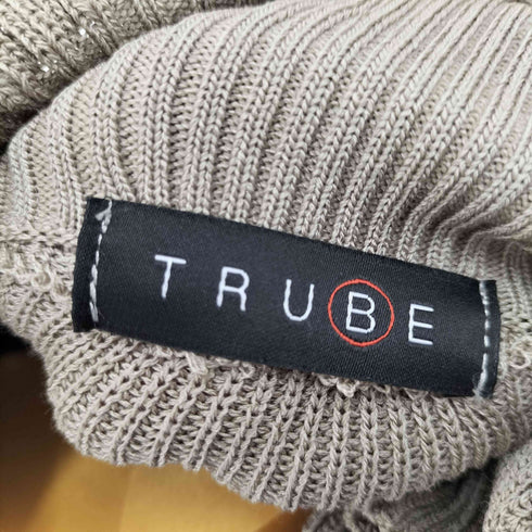 TRUBE 異素材切り替えニットフリルネック レディース