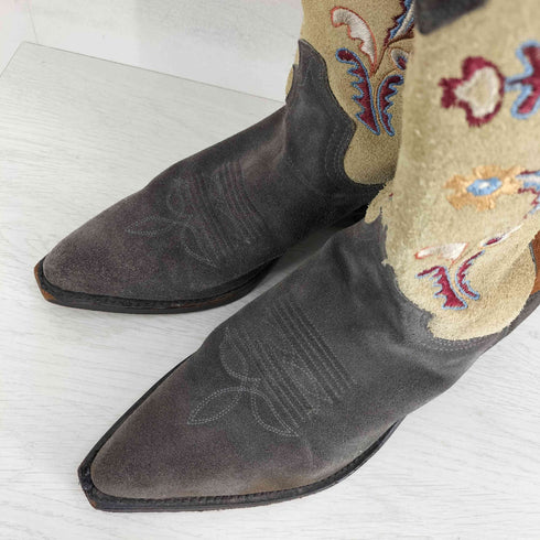 SENDRA スペイン製 刺繍 スエードウエスタンブーツ メンズ UK9