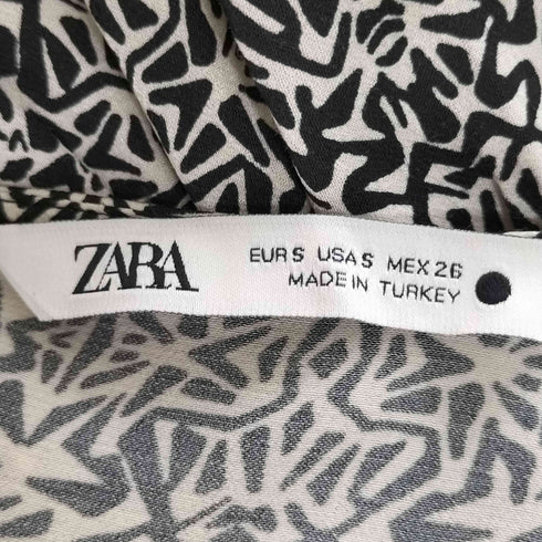 ザラ ZARA PRINTED MIDI DRESS 総柄 ギャザー ワンピース レディース import:S