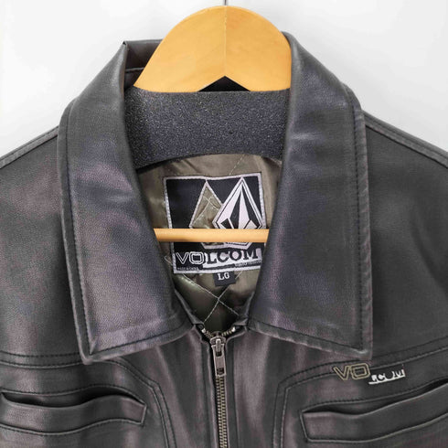 ヴォルコム VOLCOM 裏地キルティング フェイクレザージャケット ダブルジップ メンズ JPN:L