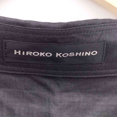ヒロココシノ HIROKO KOSHINO リネン100 メッシュ切替 オープンカラーシャツ レディース 40