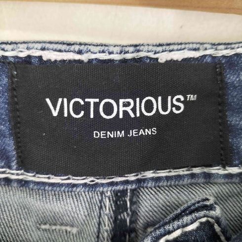 VICTORIOUS バックポケット 十字架アップリケ テーパードデニムパンツ メンズ 34×30