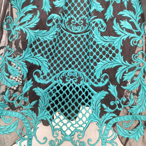 TARA BLANCA 総シルク 総柄刺繍 フレアスカート レディース