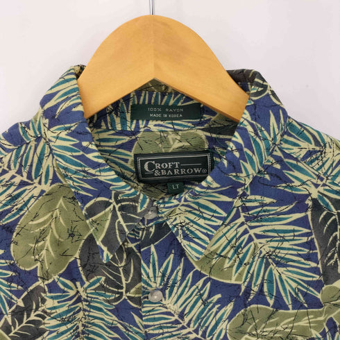 クラフトアンドバロー Croft&Barrow 90S MADE IN KOREA リーフ柄 レーヨンシャツ メンズ LT