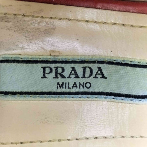 プラダ PRADA イタリア製 メタルロゴ タッセルリボン ポインテッドトゥ バレエシューズ レディース 38