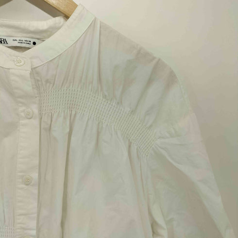 ザラ ZARA アシンメトリー ギャザーデザイン シャツ ブラウス レディース import:L