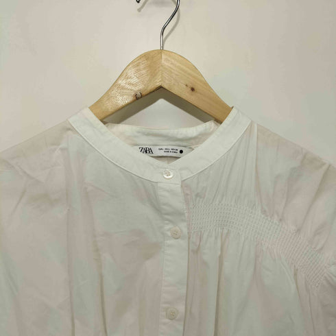 ザラ ZARA アシンメトリー ギャザーデザイン シャツ ブラウス レディース import:L