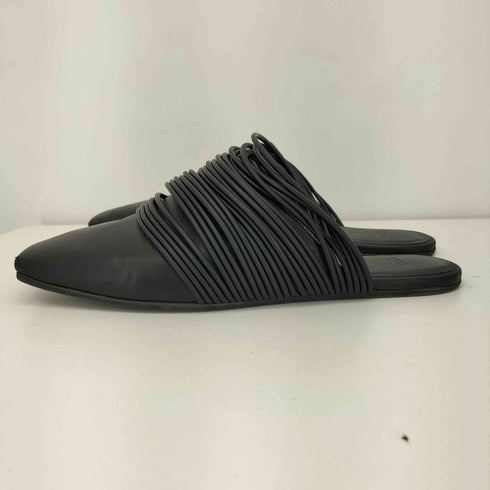 エムエムシックスメゾンマルジェラ MM6 Maison Margiela Black Leather Strappy Mule レディース EUR:37