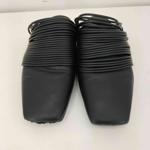 エムエムシックスメゾンマルジェラ MM6 Maison Margiela Black Leather Strappy Mule レディース EUR:37