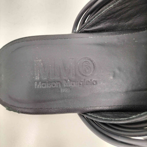 エムエムシックスメゾンマルジェラ MM6 Maison Margiela Black Leather Strappy Mule レディース EUR:37