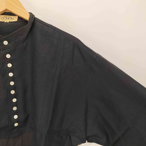 ドモン DOMON リネン ノーカラー 多ボタン プルオーバー L/S シャツ メンズ JPN:M