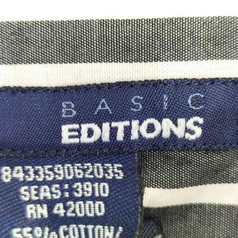 ベーシックエディションズ BASIC EDITIONS ストライプ ボタンダウン ショートスリーブシャツ メンズ 3XL