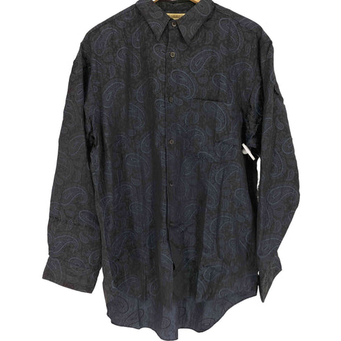 FIGARO フィガロ レーヨン シワ加工 ペイズリー柄 L/S シャツ メンズ