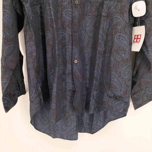 FIGARO フィガロ レーヨン シワ加工 ペイズリー柄 L/S シャツ メンズ